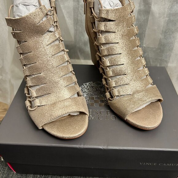 Vince Camuto *NIB* Metallic Beige Sandals / Heels size 10w - Picture 2 of 3